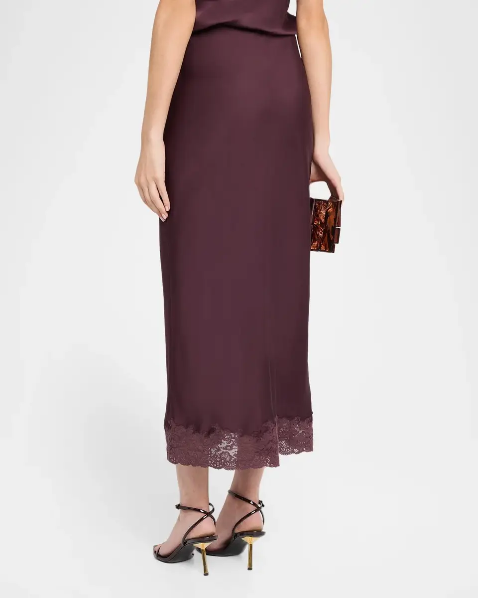 LoveShackFancy Tirelle Lace-Trim Satin Midi Skirt | Thumbnail 3 LoveShackFancy Tirelle Lace-Trim Satin Midi Skirt | Thumbnail 3