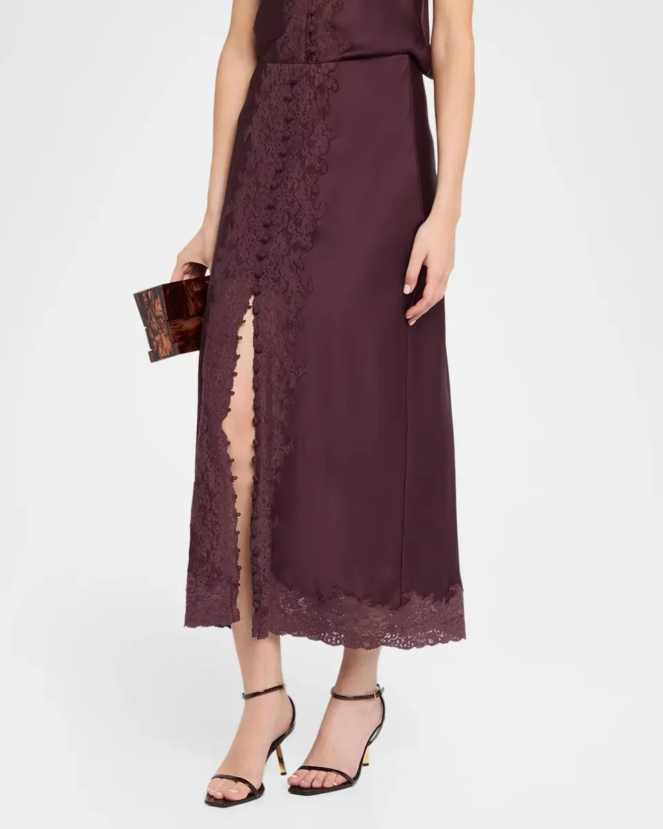 LoveShackFancy Tirelle Lace-Trim Satin Midi Skirt | Thumbnail 4 LoveShackFancy Tirelle Lace-Trim Satin Midi Skirt | Thumbnail 4