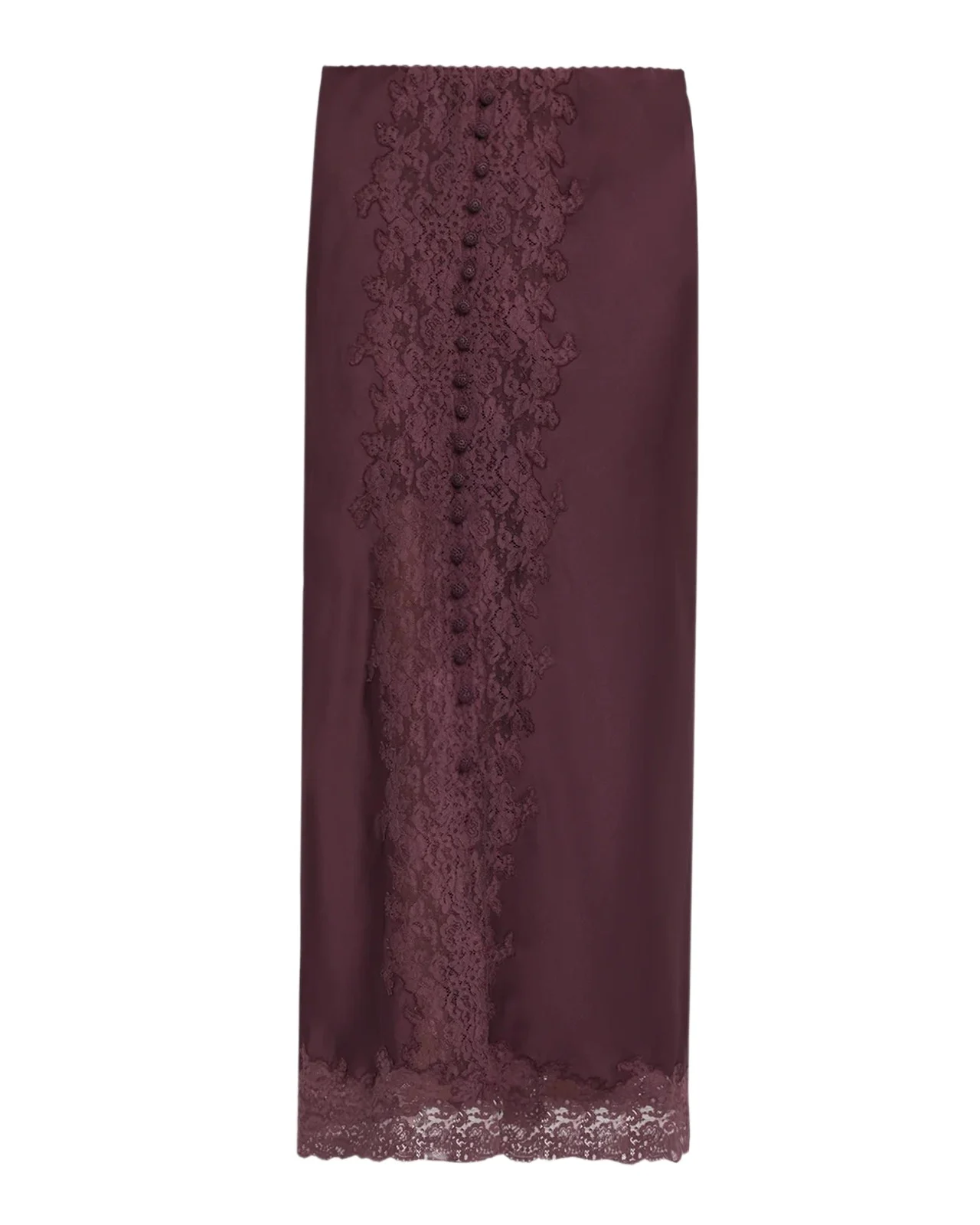 Tirelle Lace-Trim Satin Midi Skirt