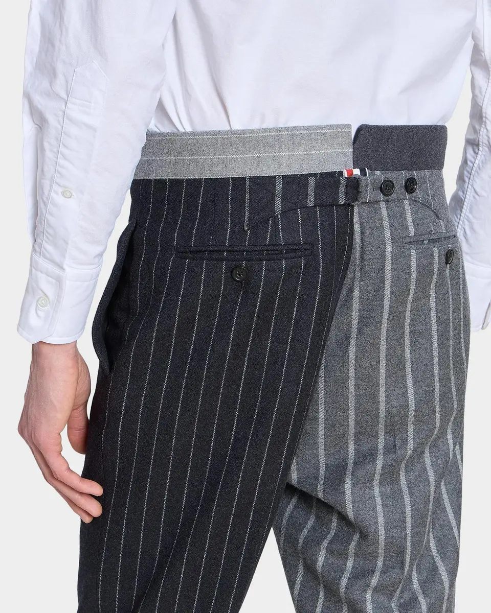 Thom Browne Men's Fit 1 Classic Backstrap Banker Stripe Flannel Trousers | Thumbnail 5 Thom Browne Men's Fit 1 Classic Backstrap Banker Stripe Flannel Trousers | Thumbnail 5
