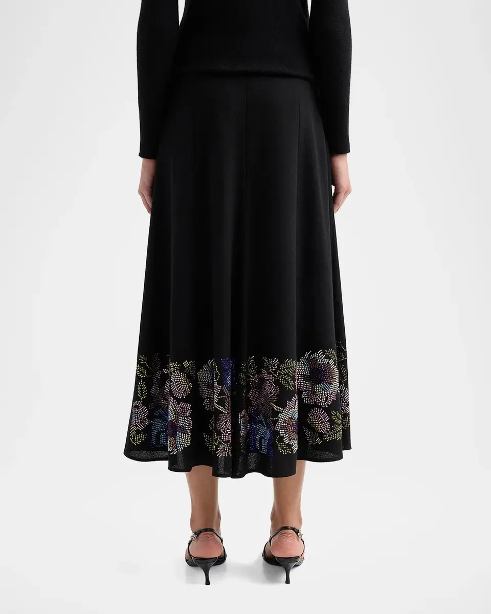 Libertine Mosaic Floral Embellished Wool Midi Tulip Skirt | Thumbnail 3 Libertine Mosaic Floral Embellished Wool Midi Tulip Skirt | Thumbnail 3