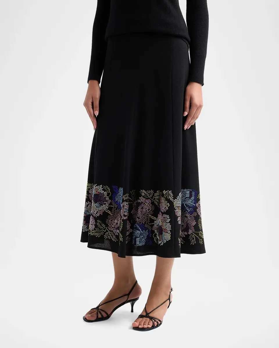 Libertine Mosaic Floral Embellished Wool Midi Tulip Skirt | Thumbnail 4 Libertine Mosaic Floral Embellished Wool Midi Tulip Skirt | Thumbnail 4