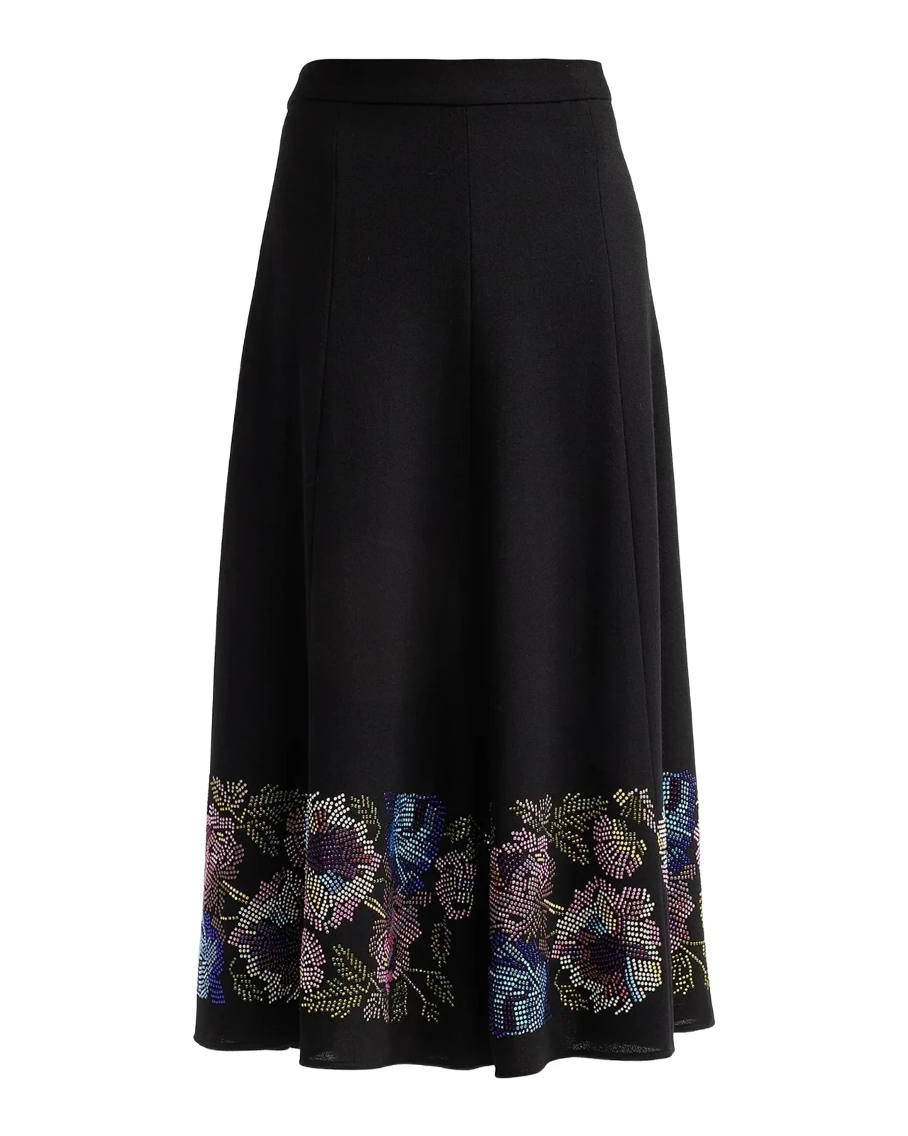 Libertine Mosaic Floral Embellished Wool Midi Tulip Skirt