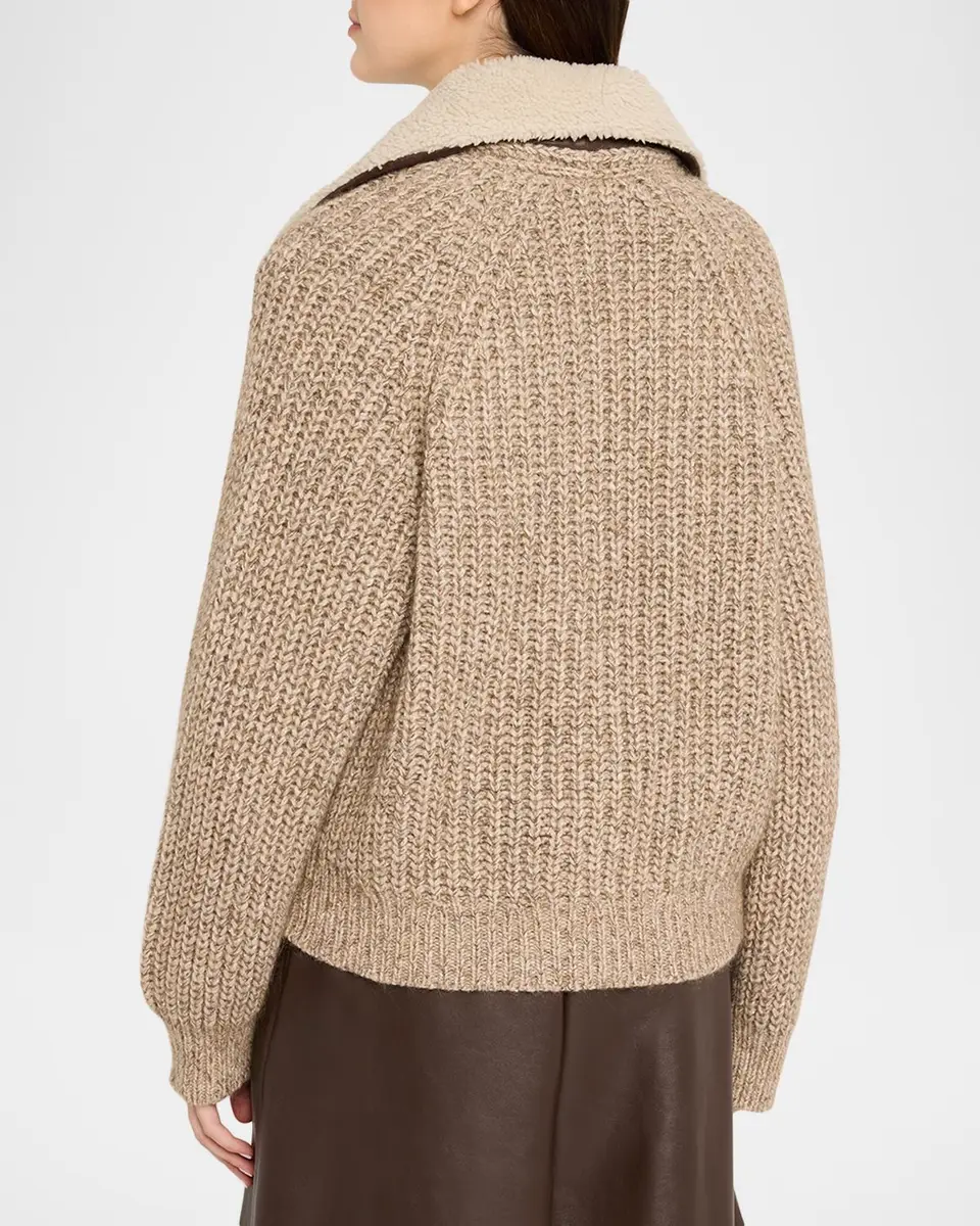 Brunello Cucinelli Lamb Shearling Collar Cashmere-Wool Cardigan | Thumbnail 3 Brunello Cucinelli Lamb Shearling Collar Cashmere-Wool Cardigan | Thumbnail 3