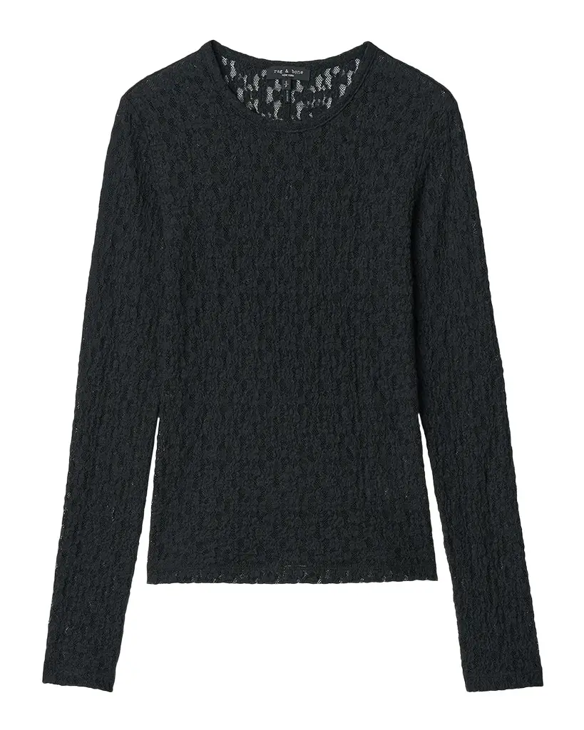 rag & bone Bardot Lace Long-Sleeve Top