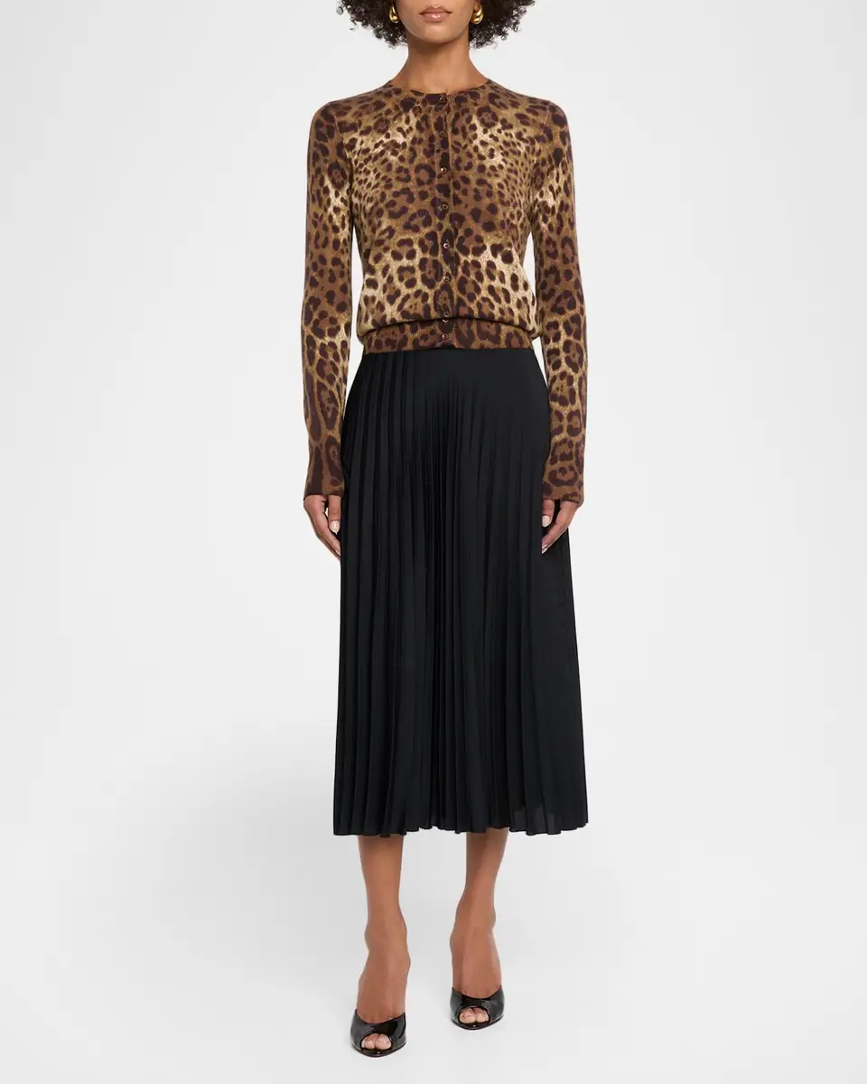 Neiman Marcus Cashmere Collection Cashmere Animal-Print Crewneck Cardigan | Thumbnail 2