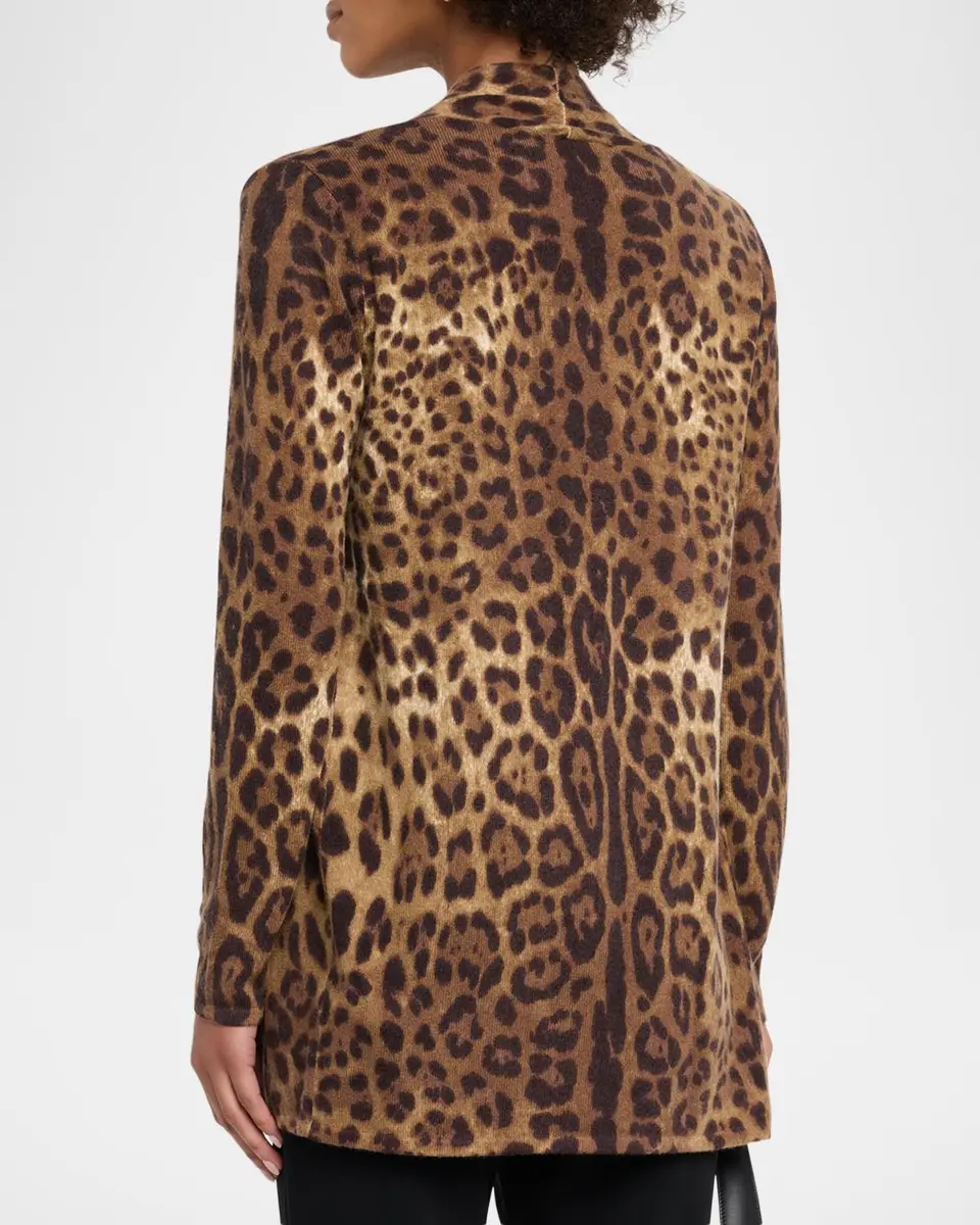 Neiman Marcus Cashmere Collection Cashmere Open Animal-Print Cardigan | Thumbnail 3 Neiman Marcus Cashmere Collection Cashmere Open Animal-Print Cardigan | Thumbnail 3