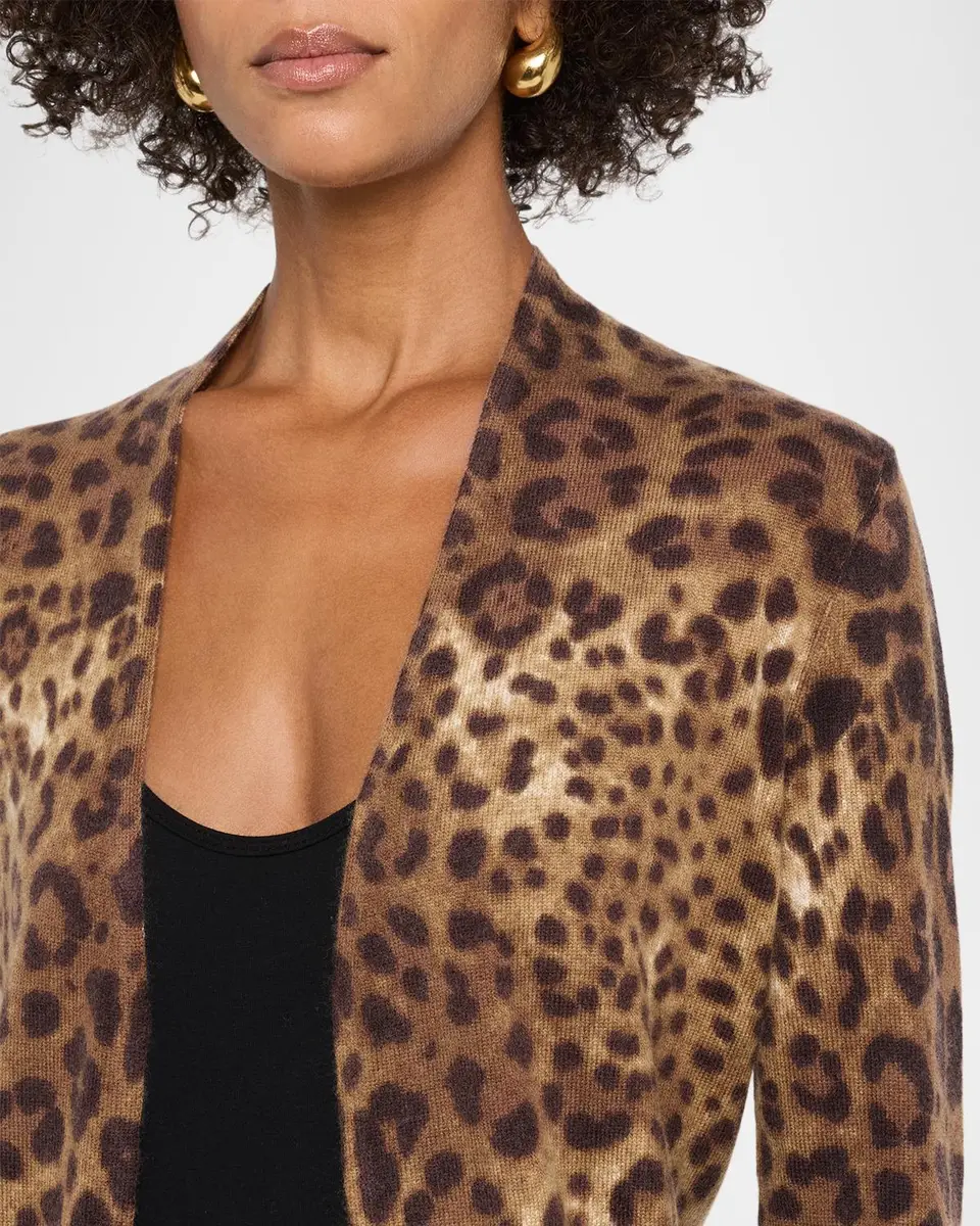 Neiman Marcus Cashmere Collection Cashmere Open Animal-Print Cardigan | Thumbnail 5 Neiman Marcus Cashmere Collection Cashmere Open Animal-Print Cardigan | Thumbnail 5