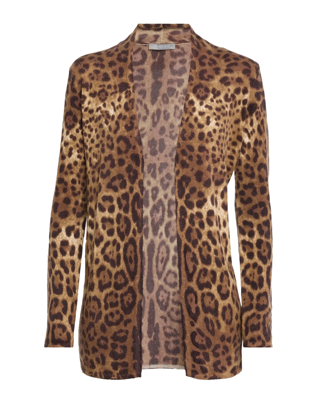 Neiman Marcus Cashmere Collection Cashmere Open Animal-Print Cardigan