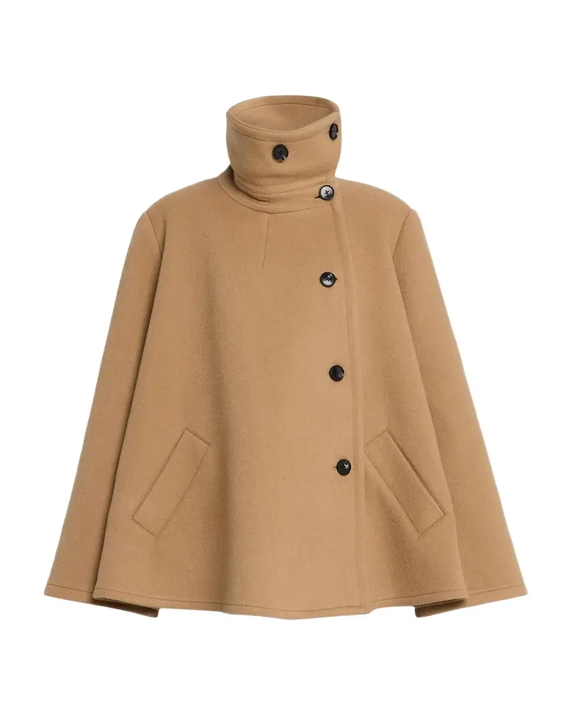 Co Draped Collar Wool-Cashmere Swing Coat