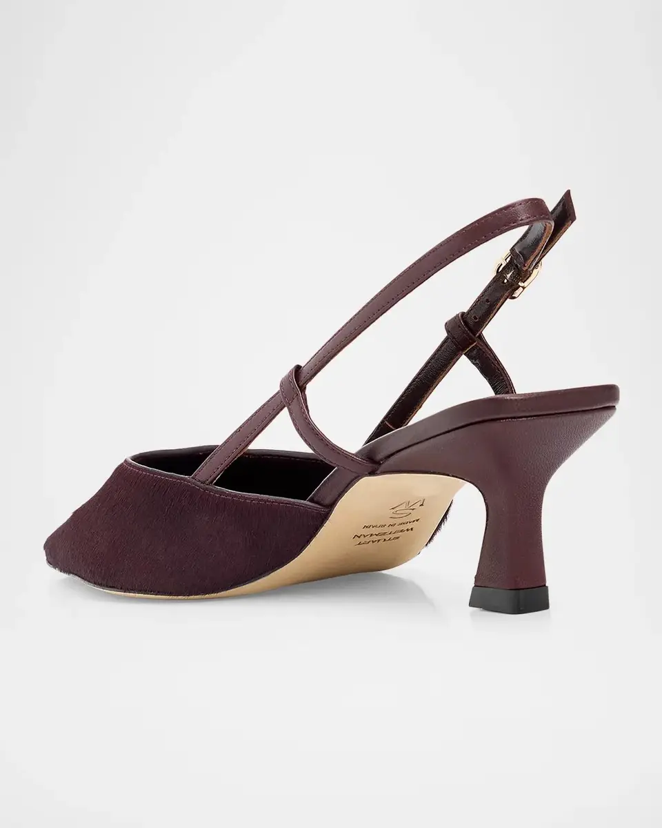 Stuart Weitzman 50mm Vinnie Calf Hair Slingback Pumps | Thumbnail 4