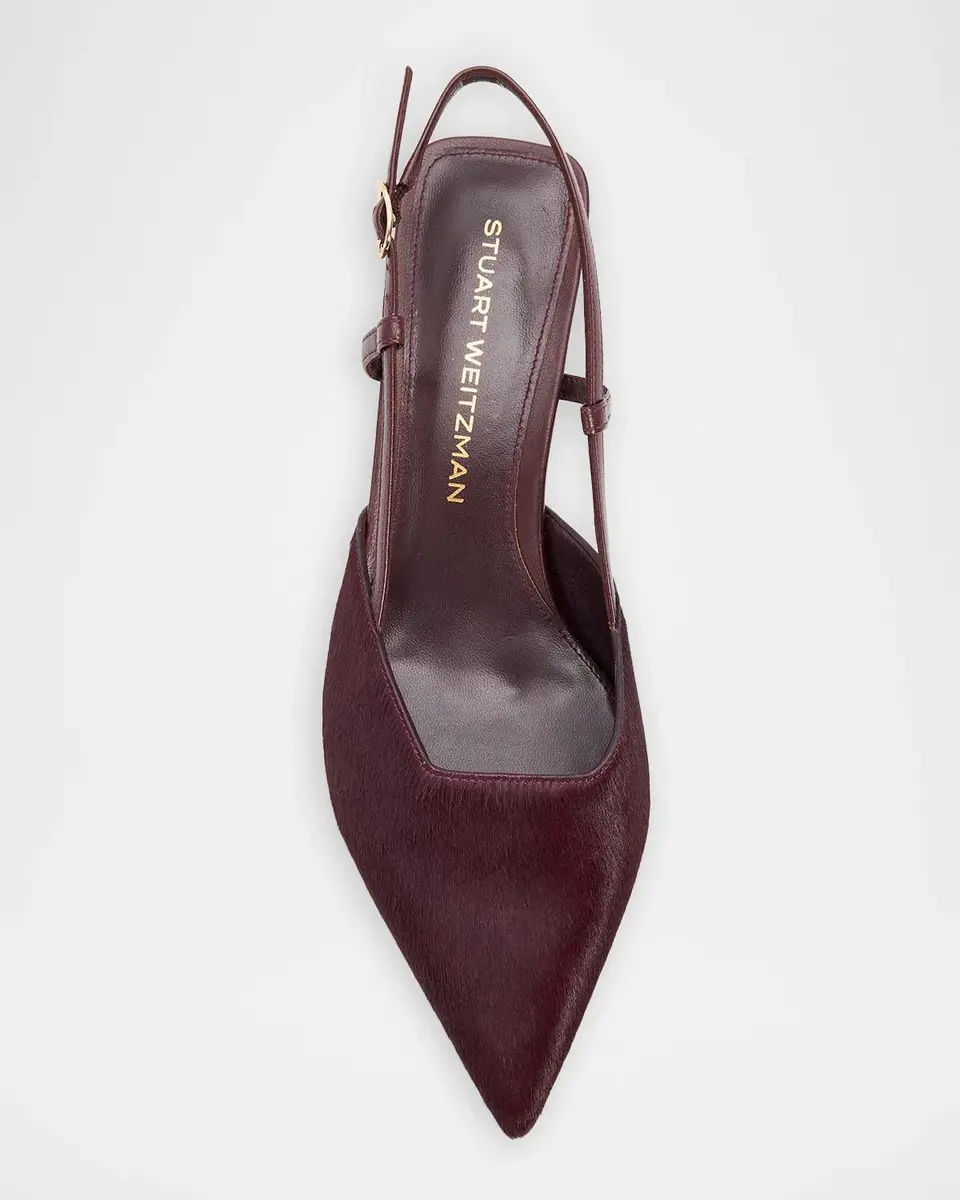 Stuart Weitzman 50mm Vinnie Calf Hair Slingback Pumps | Thumbnail 6