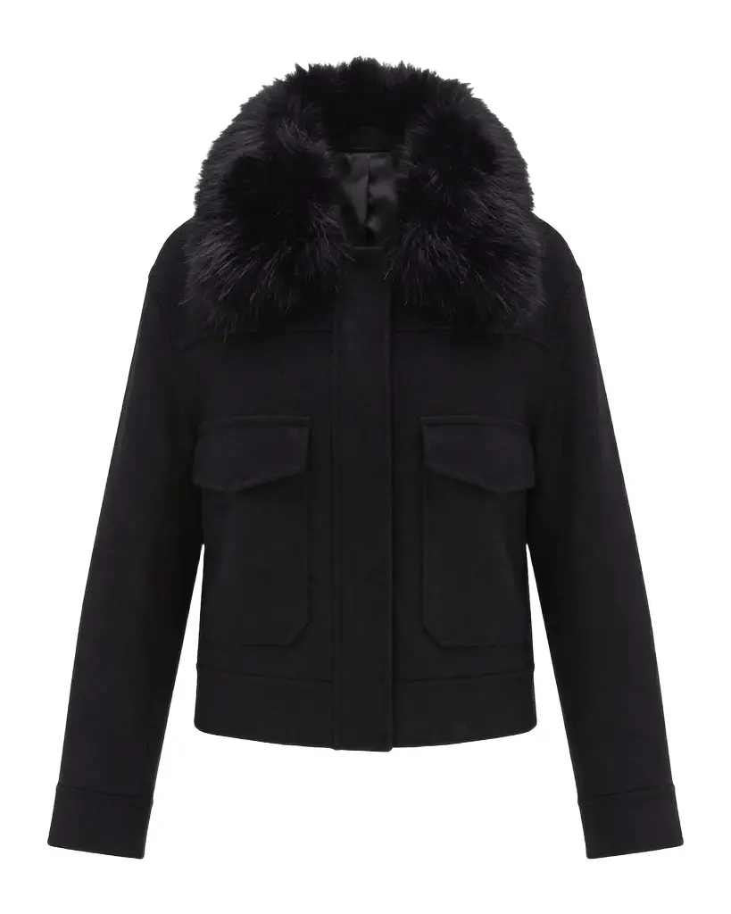 Cashmere And Wool Jacket With Detachable Goat Shearling Collar Cashmere And Wool Jacket With Detachable Goat Shearling Collar