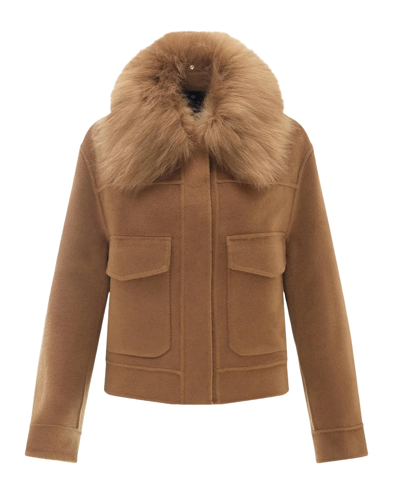 Cashmere And Wool Jacket With Detachable Goat Shearling Collar Cashmere And Wool Jacket With Detachable Goat Shearling Collar