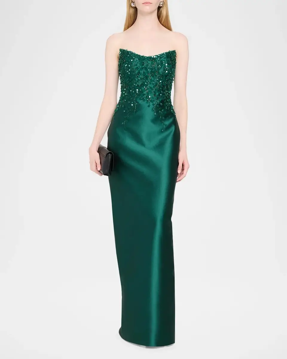 PAMELLA ROLAND Beaded Strapless Silk Column Gown | Thumbnail 2 PAMELLA ROLAND Beaded Strapless Silk Column Gown | Thumbnail 2