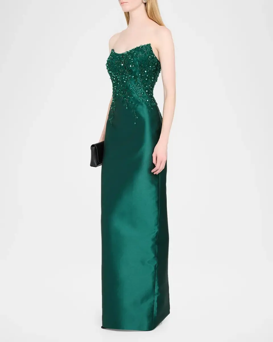 PAMELLA ROLAND Beaded Strapless Silk Column Gown | Thumbnail 4 PAMELLA ROLAND Beaded Strapless Silk Column Gown | Thumbnail 4