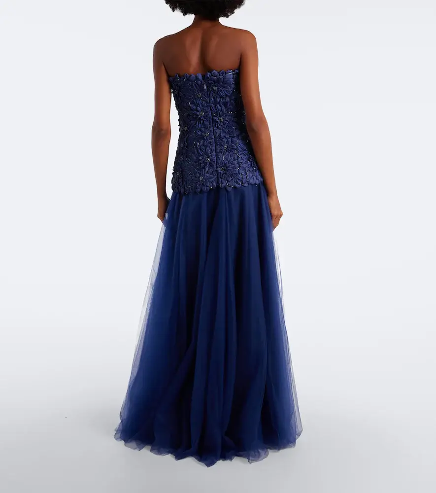 Costarellos Gisella tulle and Lurex satin bustier gown | Thumbnail 4 Costarellos Gisella tulle and Lurex satin bustier gown | Thumbnail 4