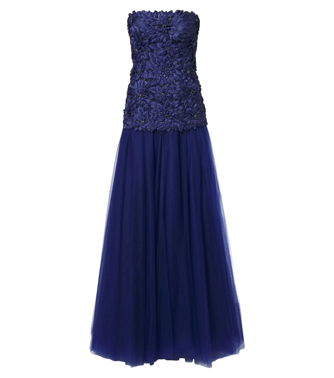Costarellos Gisella tulle and Lurex satin bustier gown