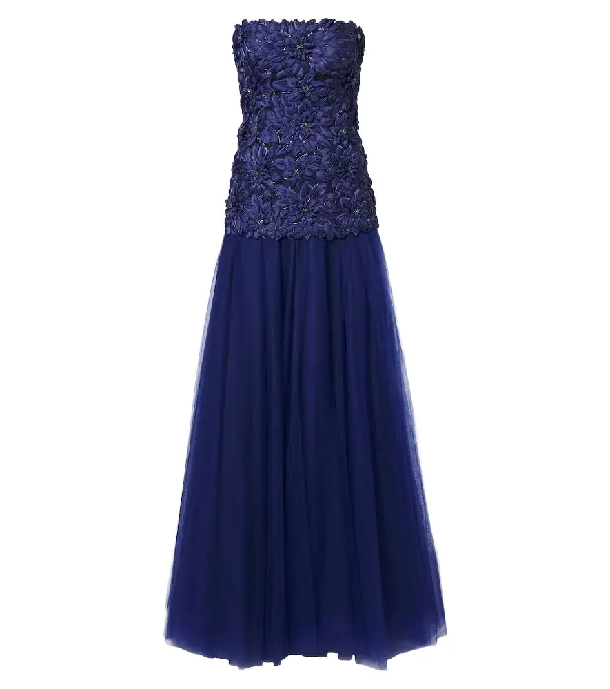 Gisella tulle and Lurex satin bustier gown