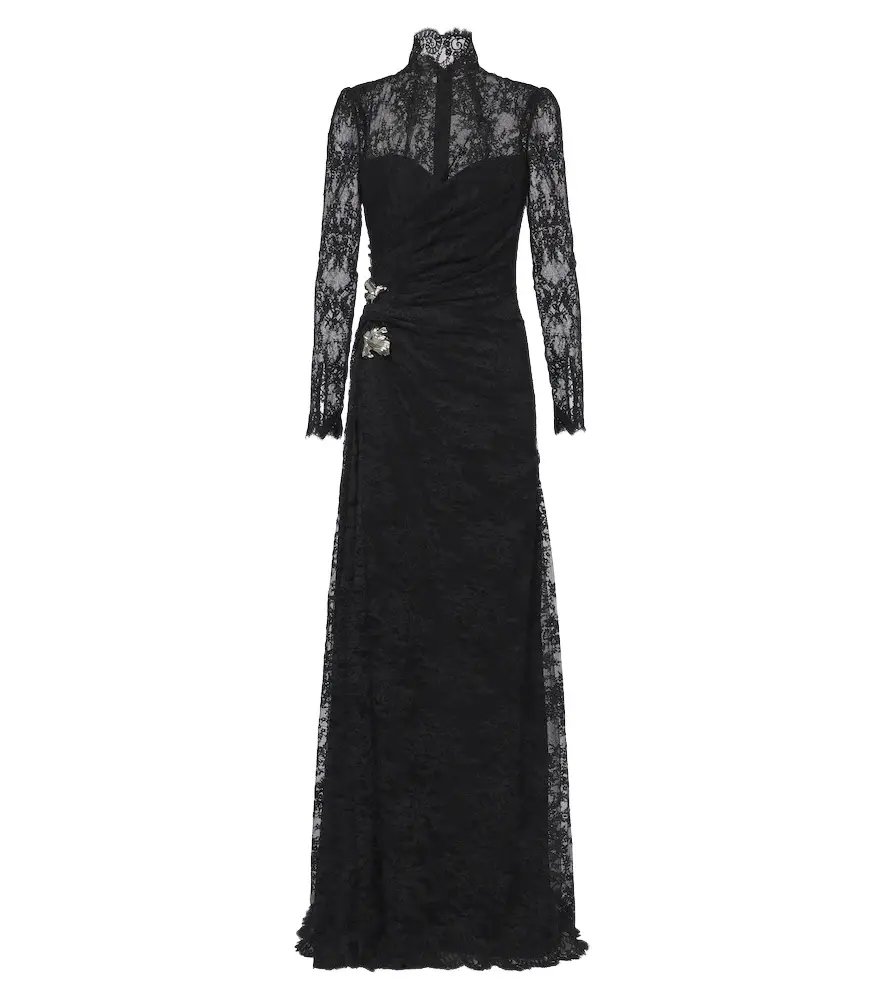 MONIQUE LHUILLIER Embellished lace bustier gown