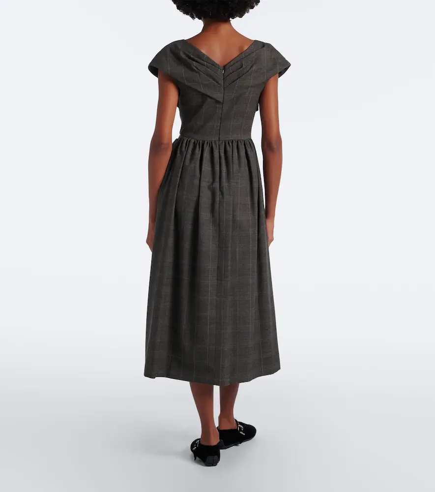 Simone Rocha Prince of Wales check wool midi dress | Thumbnail 2 Simone Rocha Prince of Wales check wool midi dress | Thumbnail 2