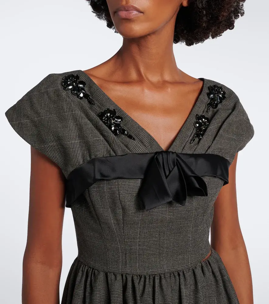 Simone Rocha Prince of Wales check wool midi dress | Thumbnail 4 Simone Rocha Prince of Wales check wool midi dress | Thumbnail 4