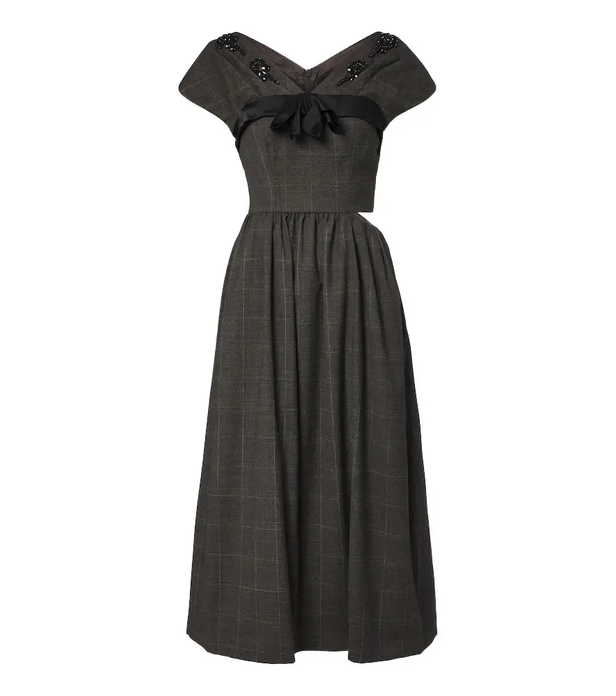Simone Rocha Prince of Wales check wool midi dress
