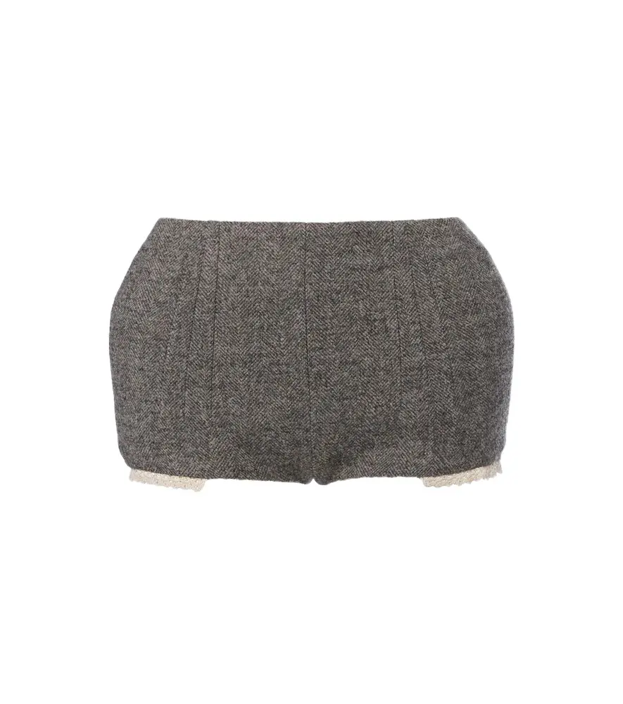 Magda Butrym Herringbone wool and cashmere-blend shorts