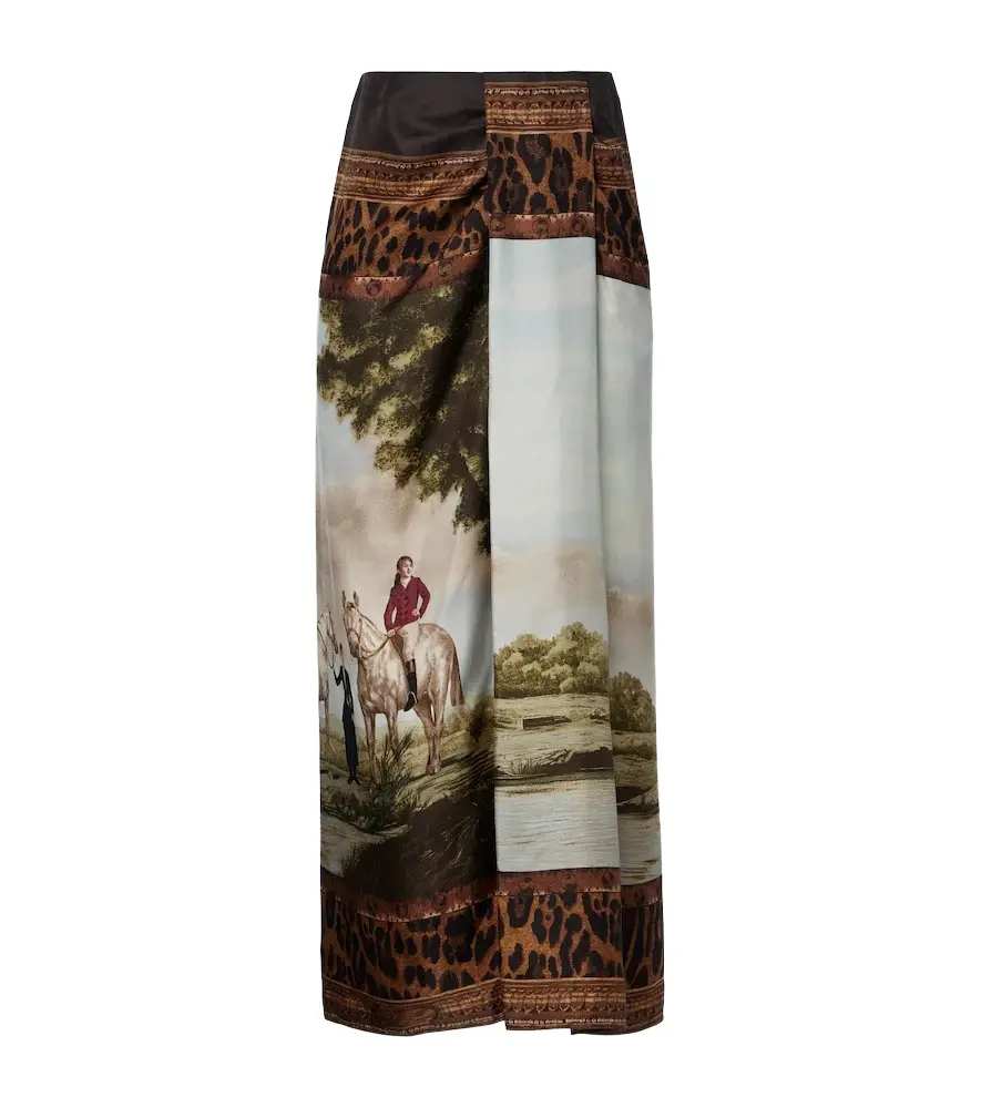 Ralph Lauren Collection Debbie printed silk twill midi skirt