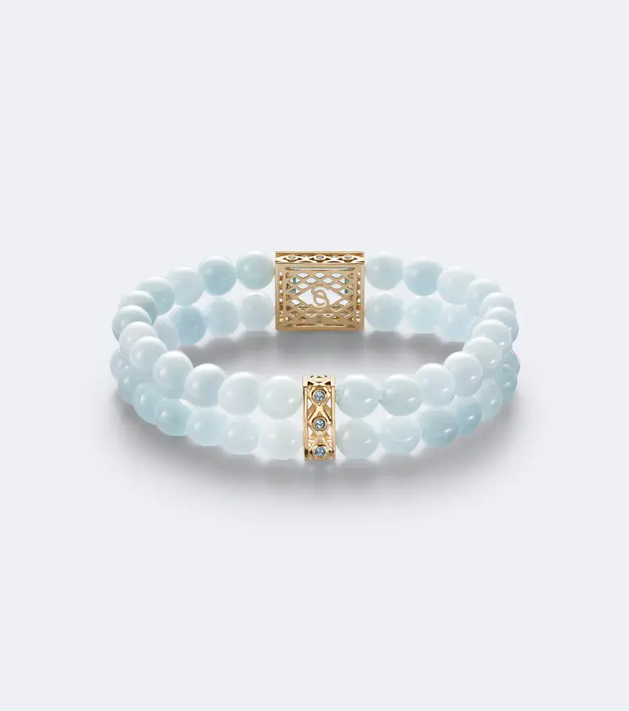 Sydney Evan Multi Spacers 14kt gold beaded bracelet with gemstones | Thumbnail 2 Sydney Evan Multi Spacers 14kt gold beaded bracelet with gemstones | Thumbnail 2