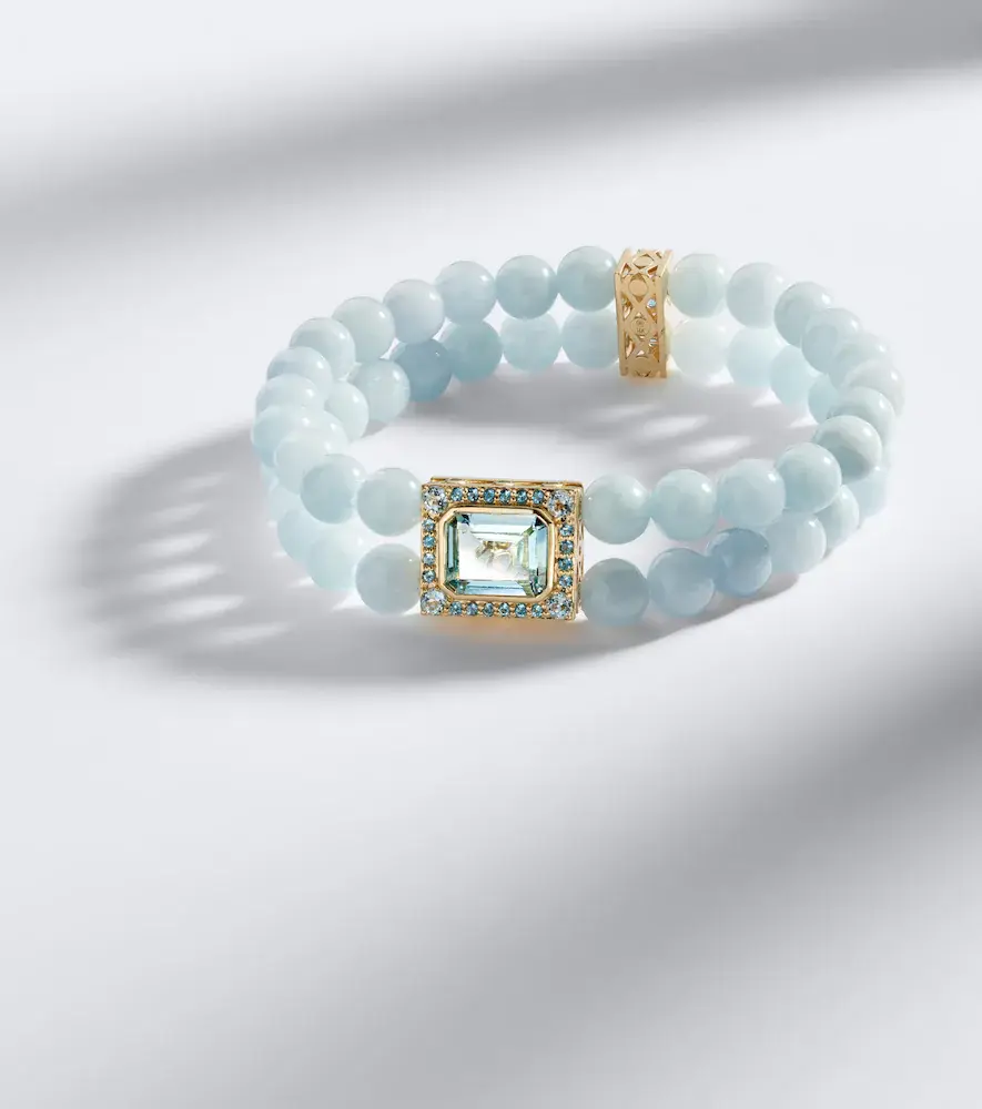 Sydney Evan Multi Spacers 14kt gold beaded bracelet with gemstones | Thumbnail 5 Sydney Evan Multi Spacers 14kt gold beaded bracelet with gemstones | Thumbnail 5