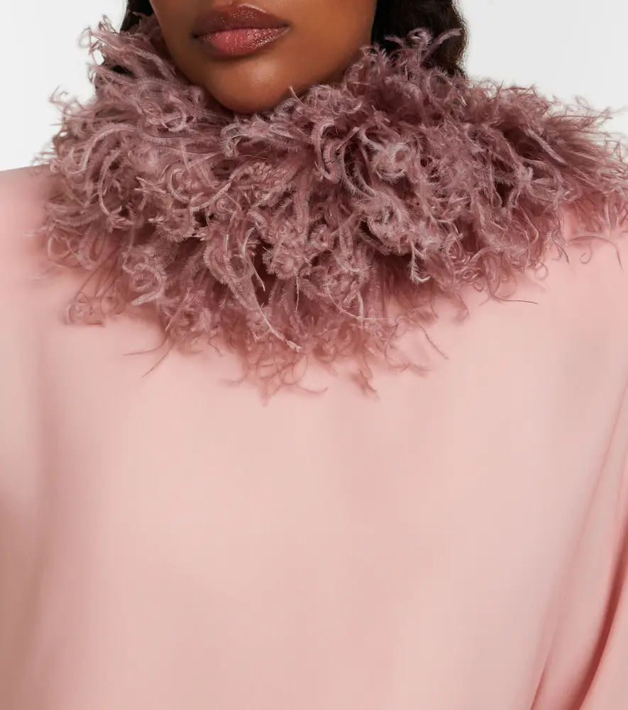 Valentino Garavani Feather-trimmed silk georgette minidress | Thumbnail 2