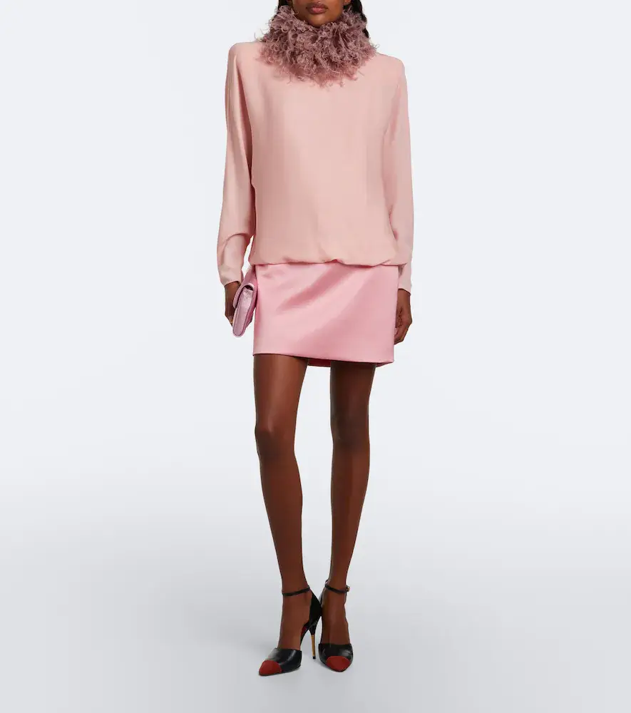 Valentino Garavani Feather-trimmed silk georgette minidress | Thumbnail 4