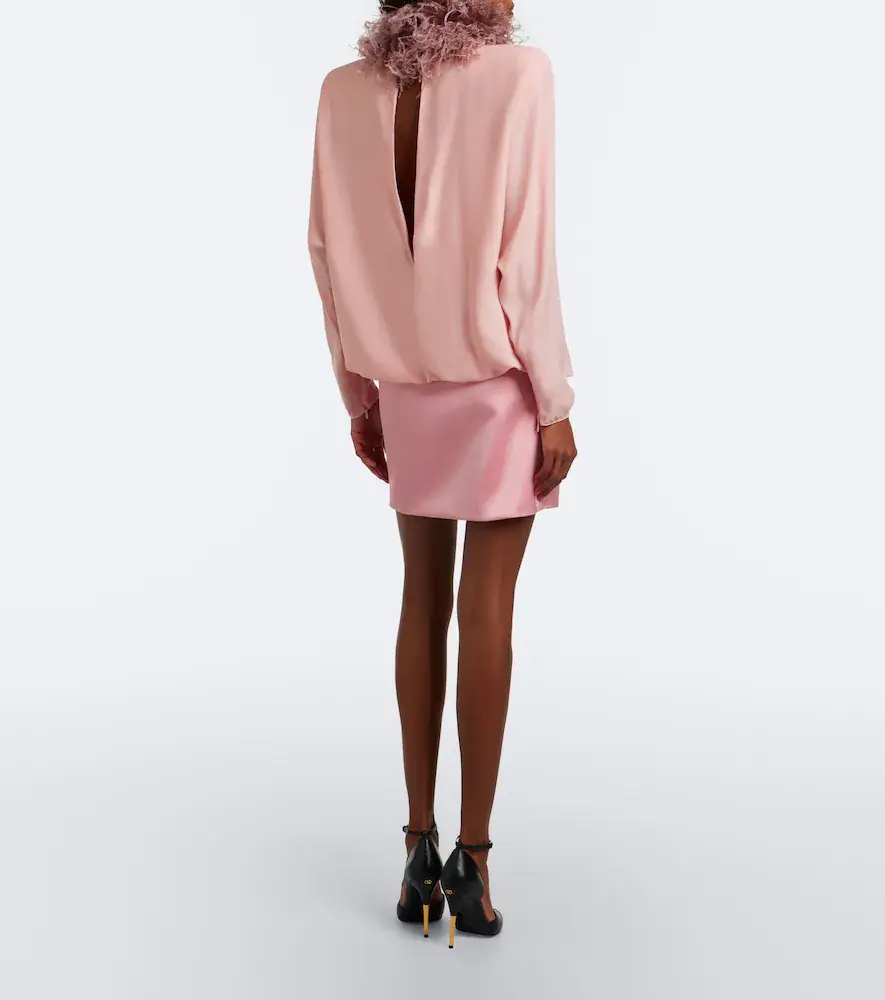 Valentino Garavani Feather-trimmed silk georgette minidress | Thumbnail 5