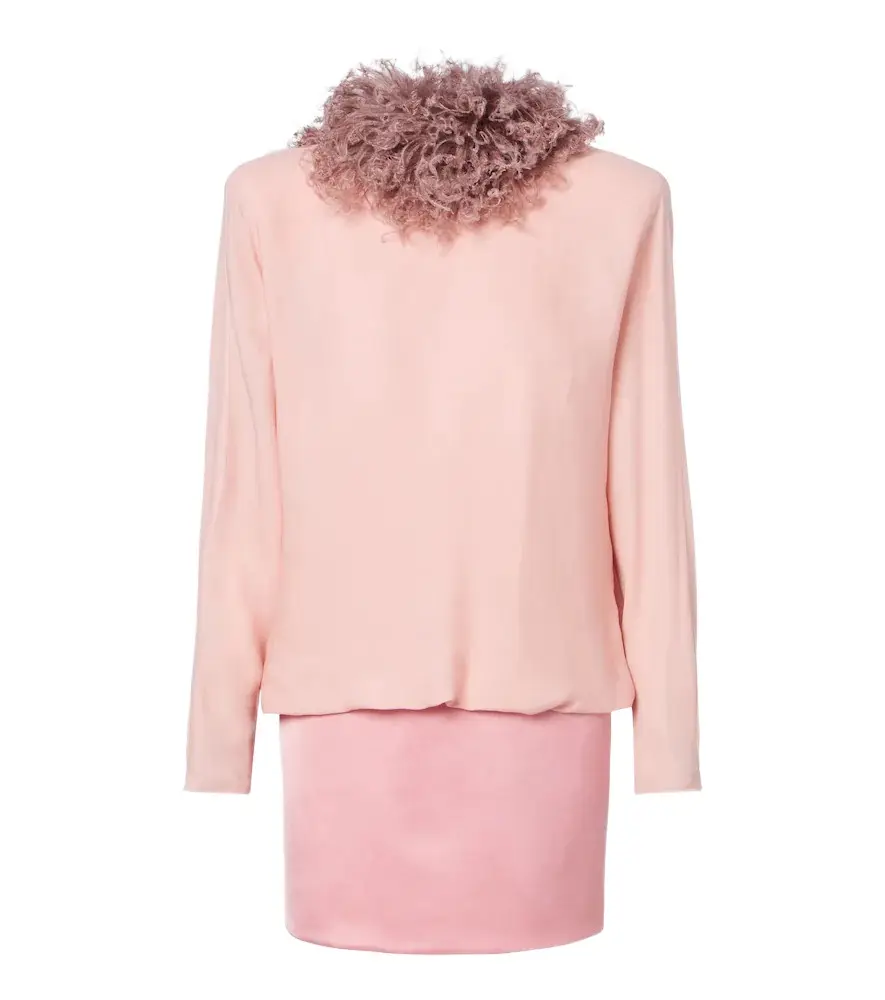 Feather-trimmed silk georgette minidress Feather-trimmed silk georgette minidress