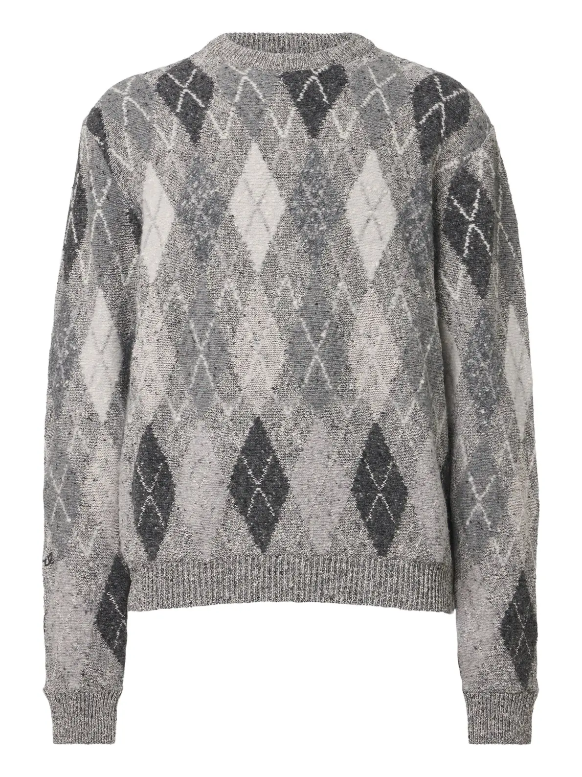 Argyle cotton and wool-blend sweater