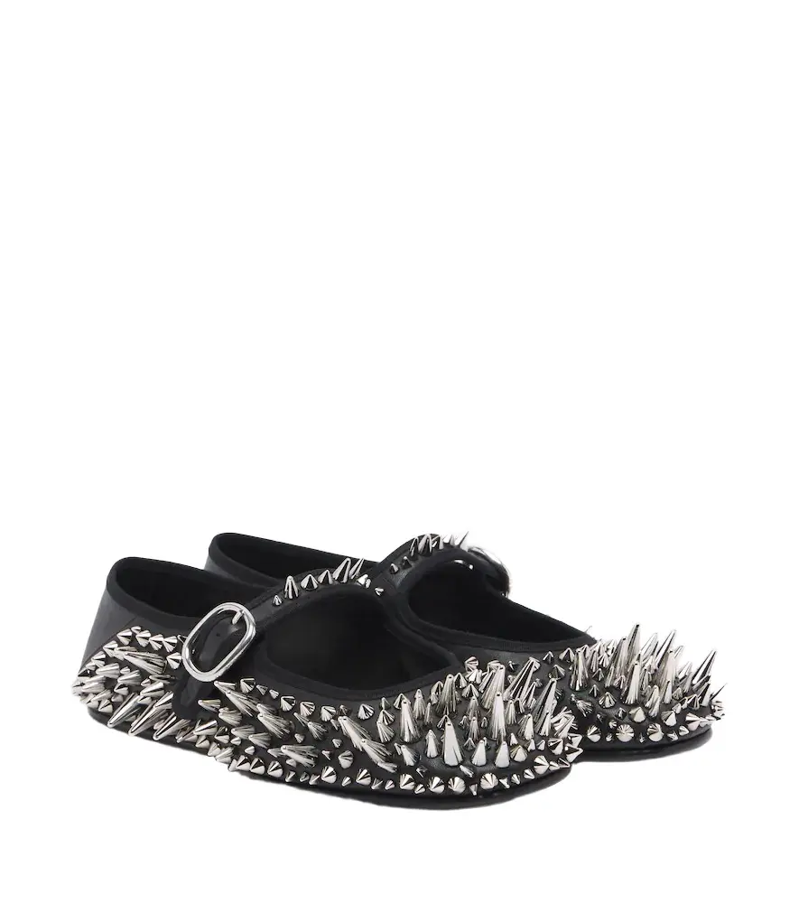 Bottega Veneta Veneziana spiked leather Mary Jane flats