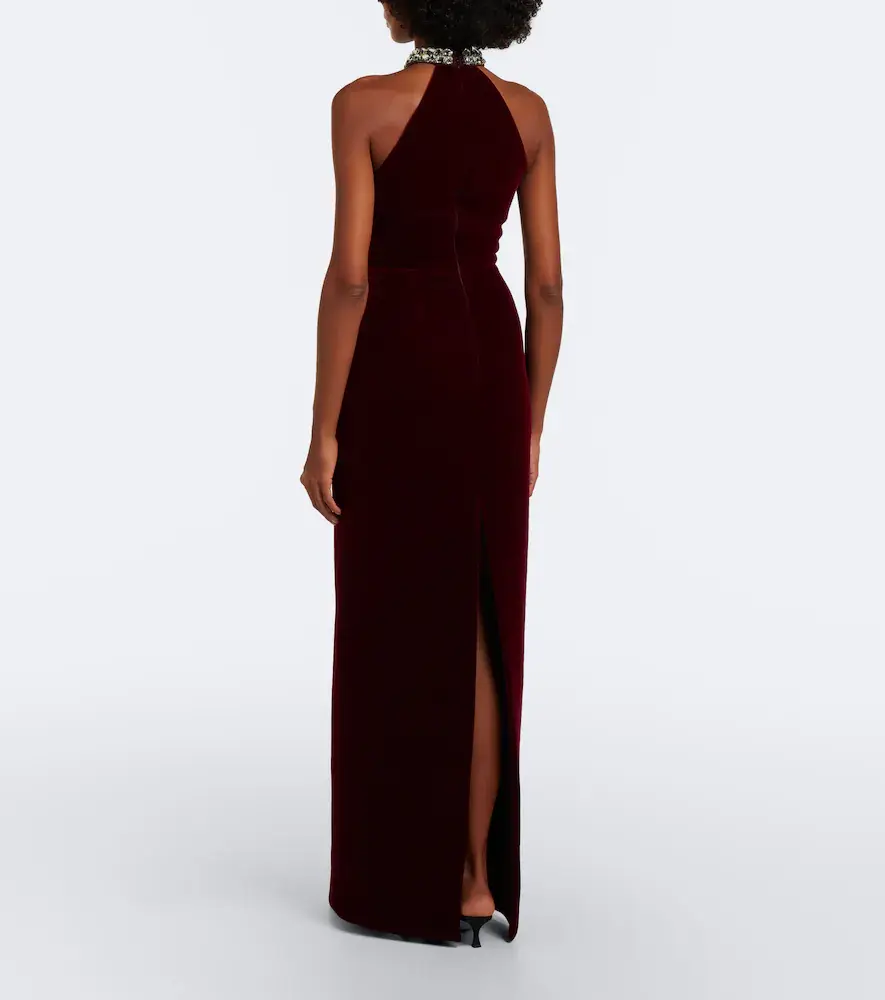 David Koma Embellished halterneck velvet gown | Thumbnail 4