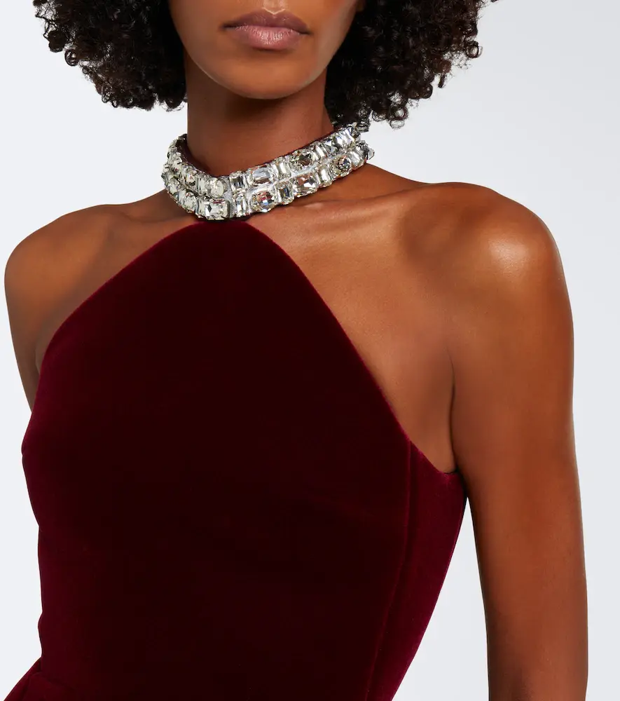 David Koma Embellished halterneck velvet gown | Thumbnail 5