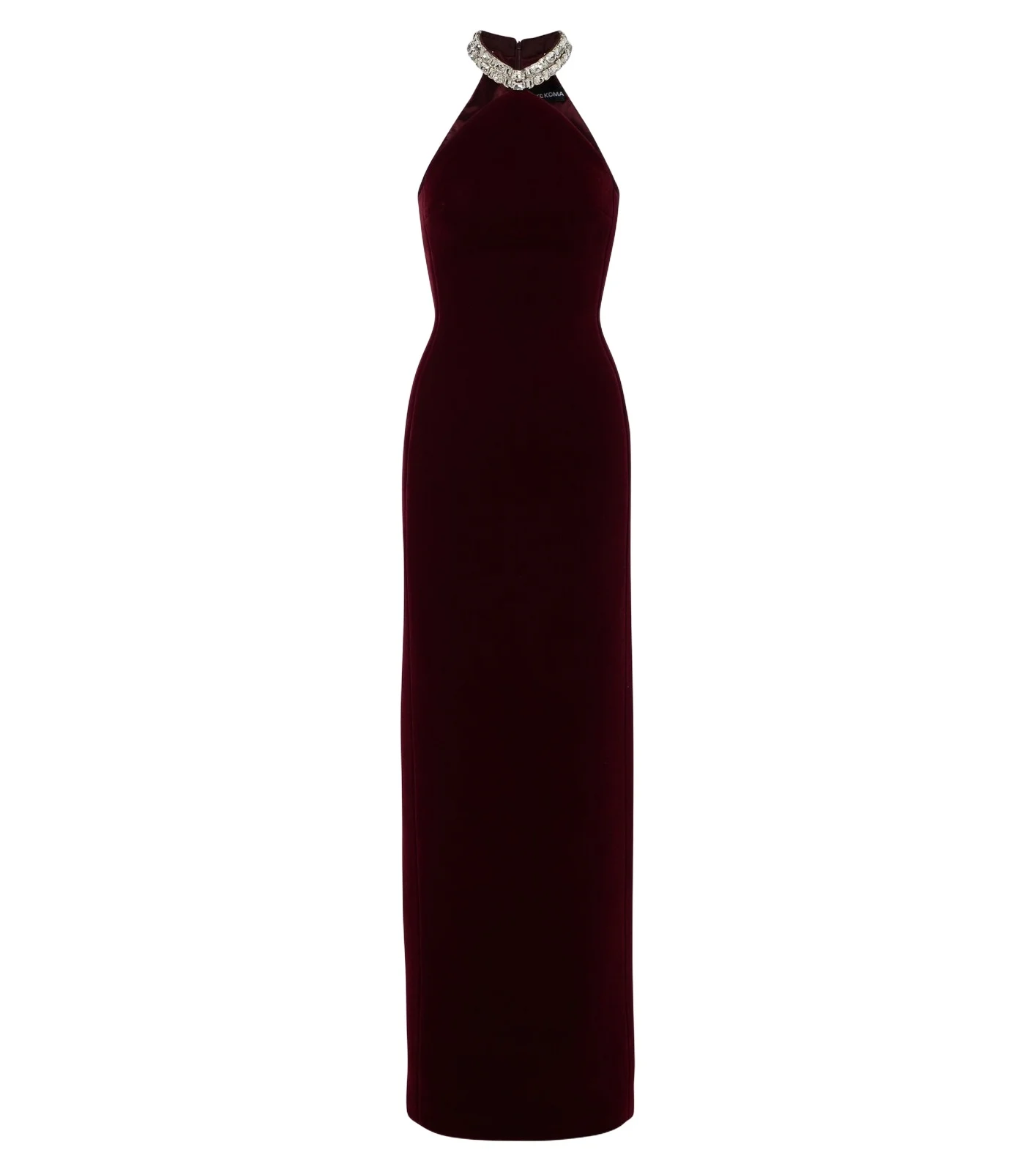 Embellished halterneck velvet gown