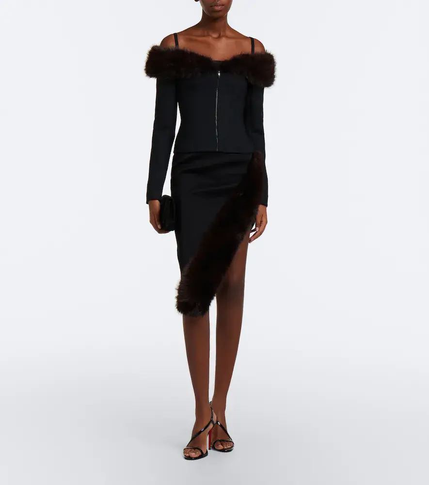 David Koma Off-shoulder wool-blend zip-up top | Thumbnail 3 David Koma Off-shoulder wool-blend zip-up top | Thumbnail 3