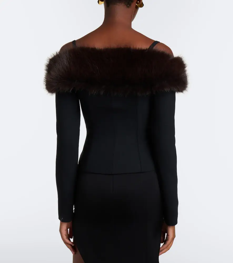 David Koma Off-shoulder wool-blend zip-up top | Thumbnail 4 David Koma Off-shoulder wool-blend zip-up top | Thumbnail 4