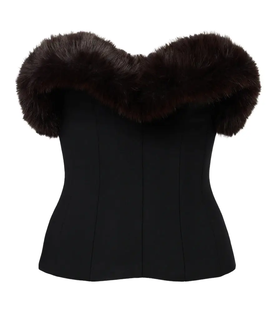 David Koma Wool-blend corset top