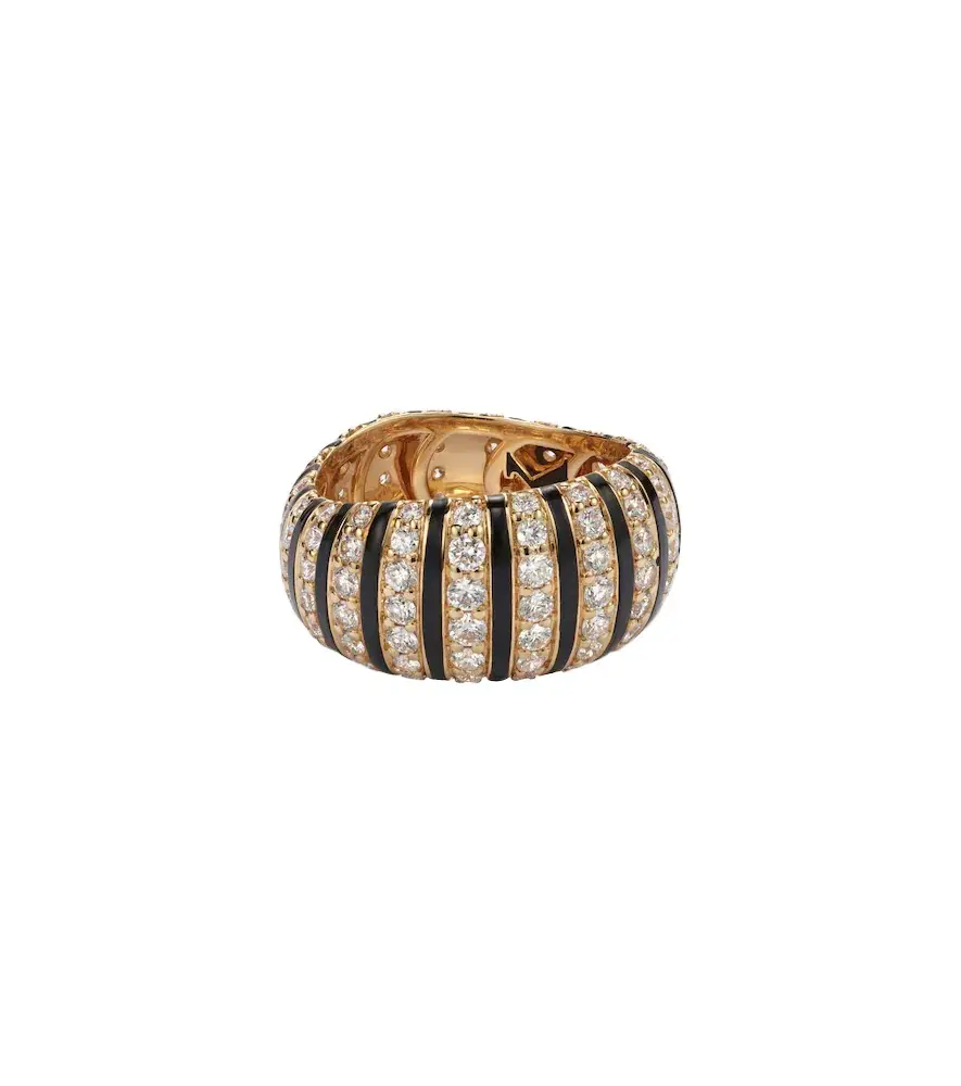 Sandra 18kt gold and enamel ring with diamonds