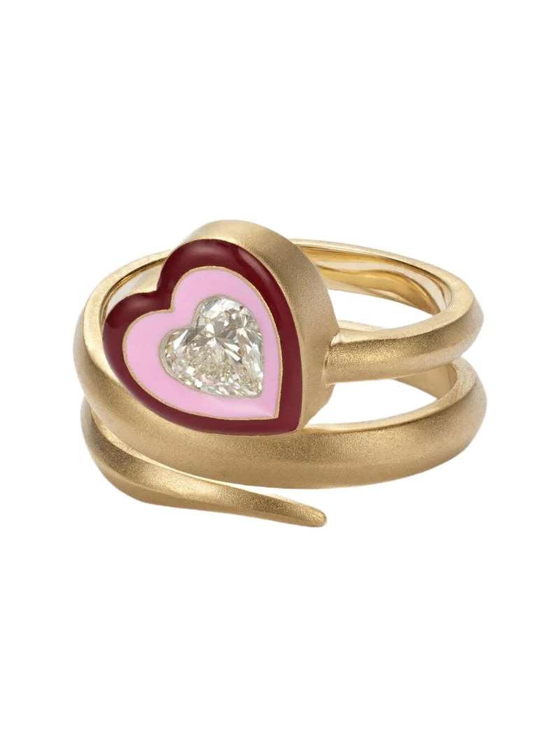 Kamyen Love Loop 18kt gold and enamel ring with diamond