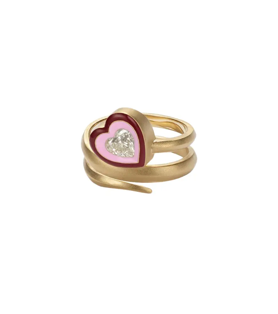 Love Loop 18kt gold and enamel ring with diamond
