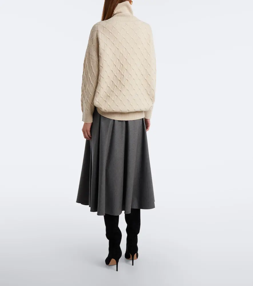 Max Mara Belted pleated cashmere-blend midi skirt | Thumbnail 4 Max Mara Belted pleated cashmere-blend midi skirt | Thumbnail 4