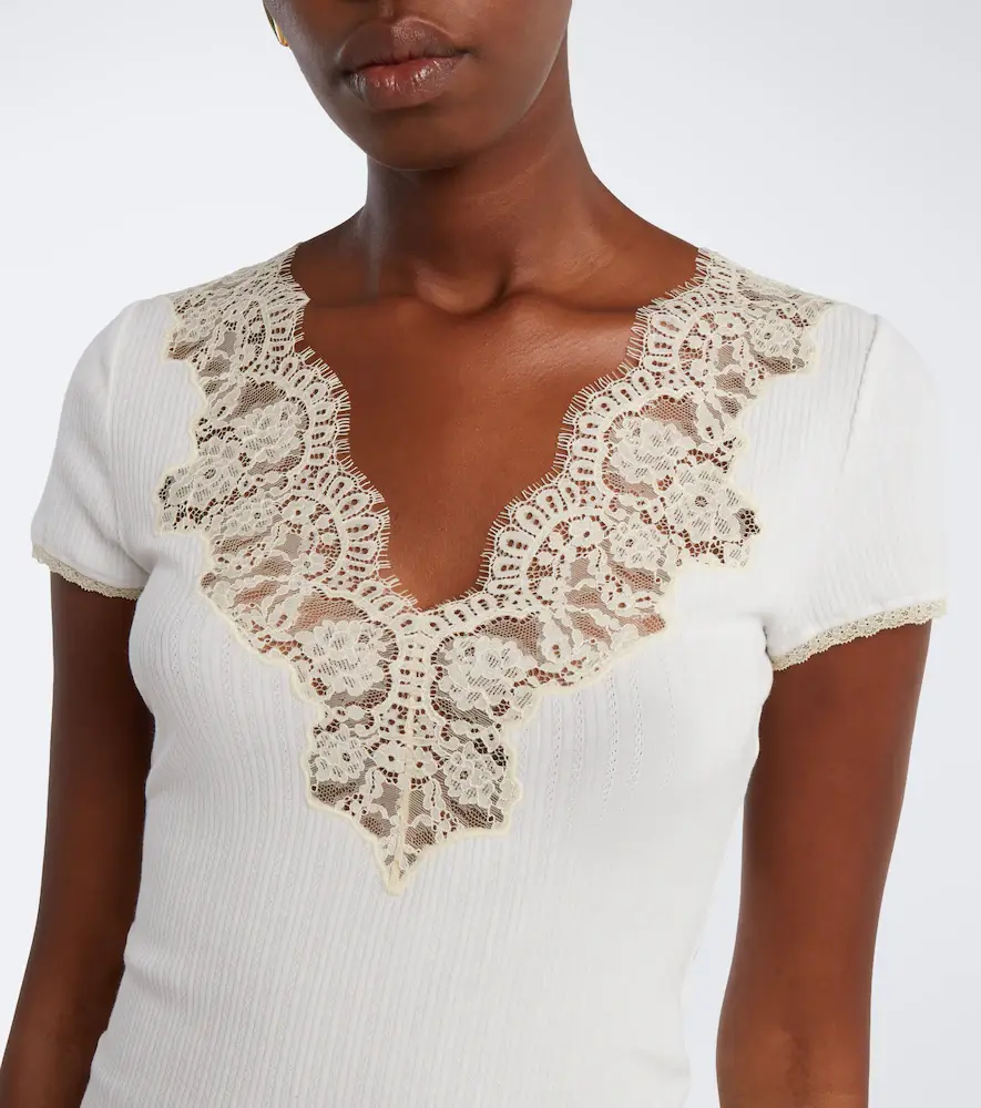DÔEN Dôen Nalia pointelle cotton-blend T-shirt | Thumbnail 2 DÔEN Dôen Nalia pointelle cotton-blend T-shirt | Thumbnail 2