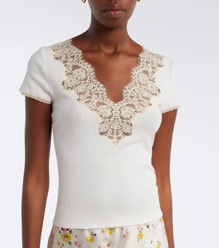 DÔEN Dôen Nalia pointelle cotton-blend T-shirt | Thumbnail 4 DÔEN Dôen Nalia pointelle cotton-blend T-shirt | Thumbnail 4