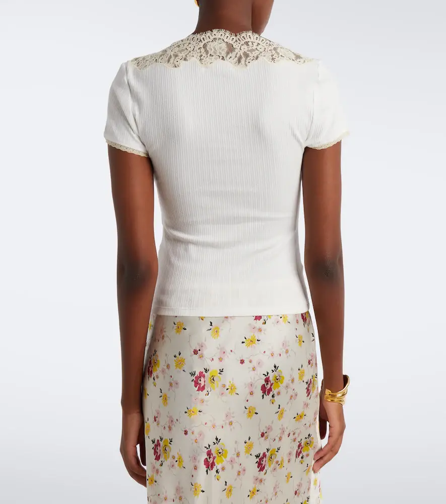 DÔEN Dôen Nalia pointelle cotton-blend T-shirt | Thumbnail 5 DÔEN Dôen Nalia pointelle cotton-blend T-shirt | Thumbnail 5